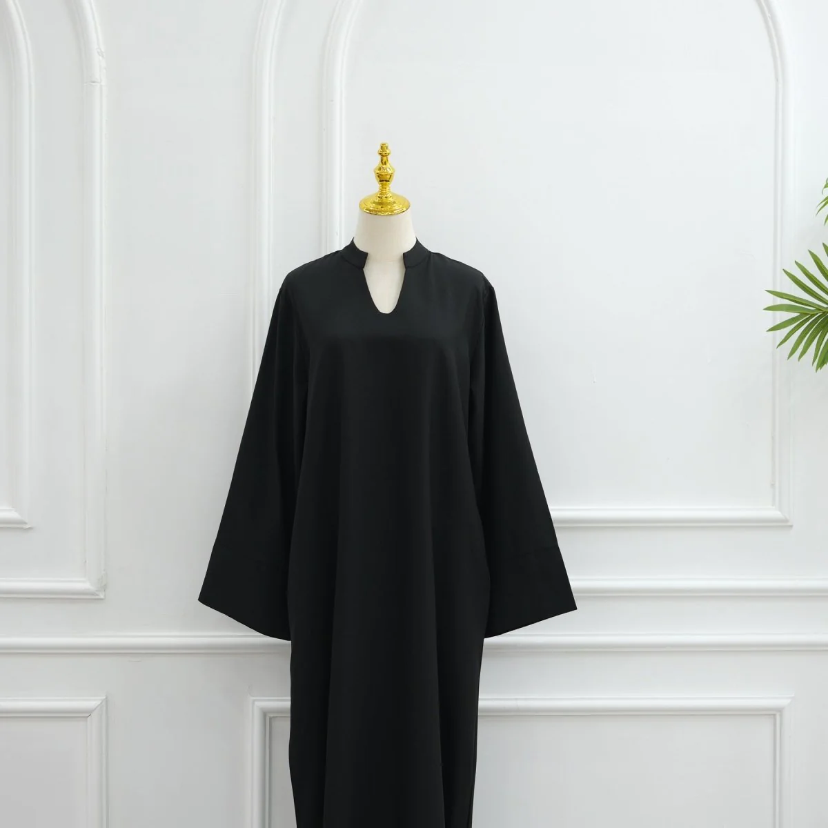 Oversized V-Neck Abaya with Pockets | Solid Color Maxi Dress with Wide Cuffs(MA331) - Image 27