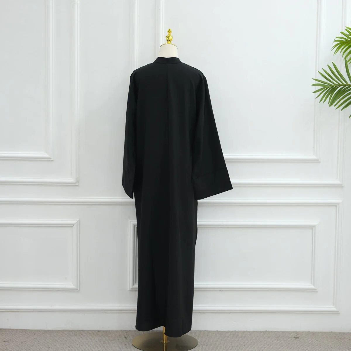 Oversized V-Neck Abaya with Pockets | Solid Color Maxi Dress with Wide Cuffs(MA331) - Image 28