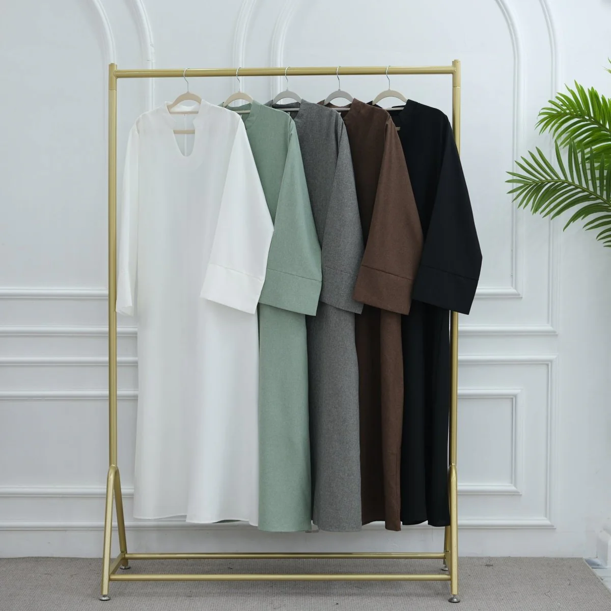 Oversized V-Neck Abaya with Pockets | Solid Color Maxi Dress with Wide Cuffs(MA331) - Image 29