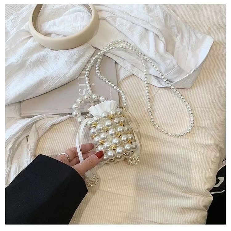 Pearl Bucket Bag | Handmade Beaded Crossbody Bag(MAC364) - Image 3
