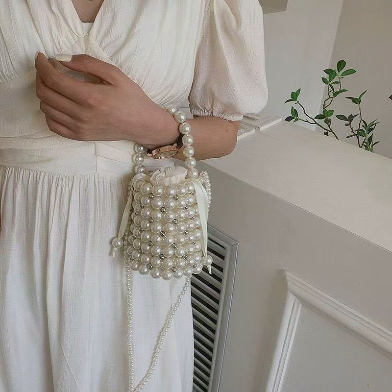 Pearl Bucket Bag | Handmade Beaded Crossbody Bag(MAC364) - Image 4
