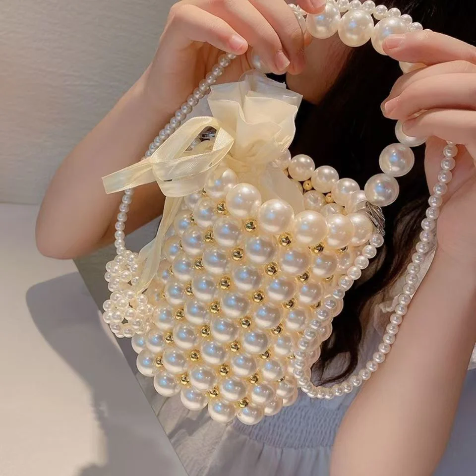 Pearl Bucket Bag | Handmade Beaded Crossbody Bag(MAC364) - Image 5