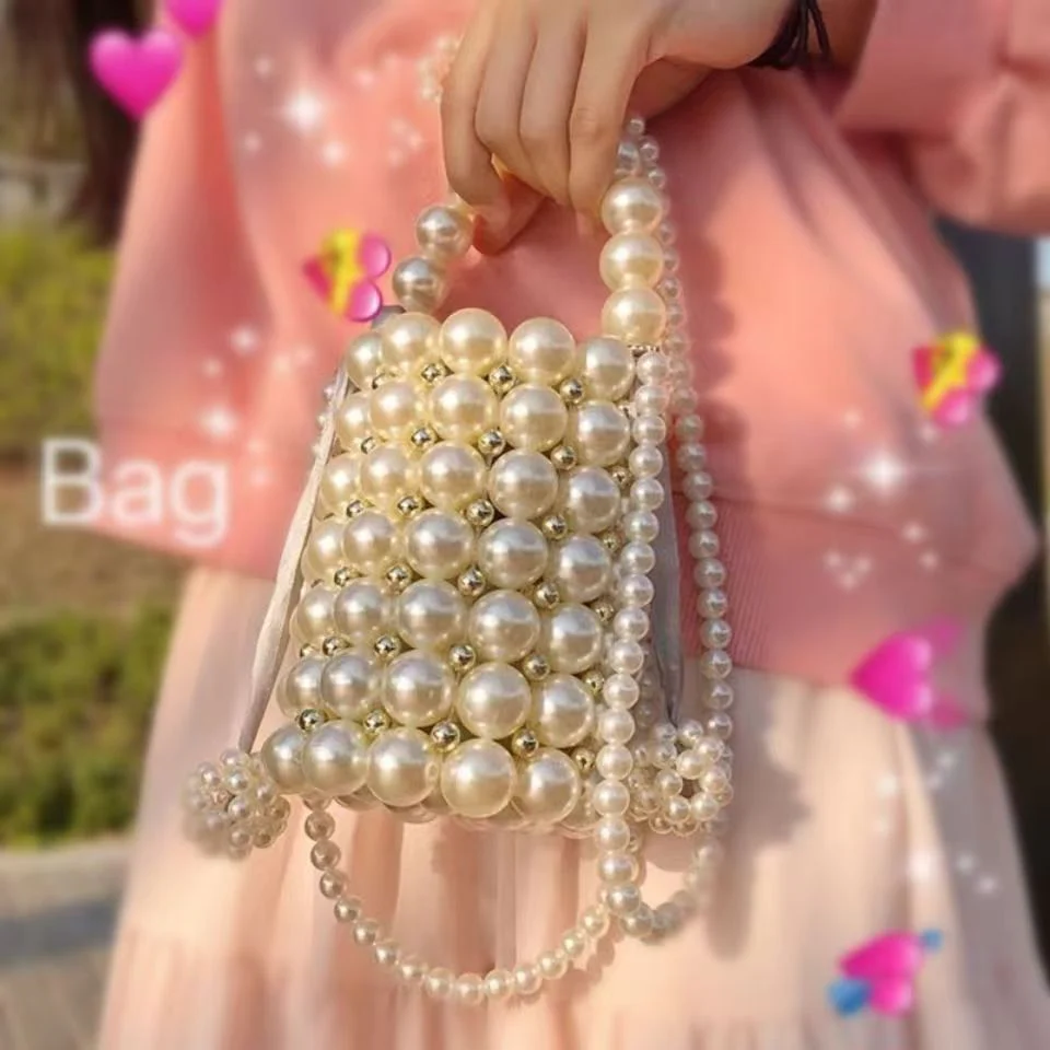 Pearl Bucket Bag | Handmade Beaded Crossbody Bag(MAC364) - Image 7