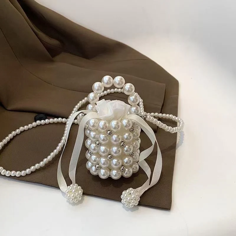 Pearl Bucket Bag | Handmade Beaded Crossbody Bag(MAC364) - Image 8
