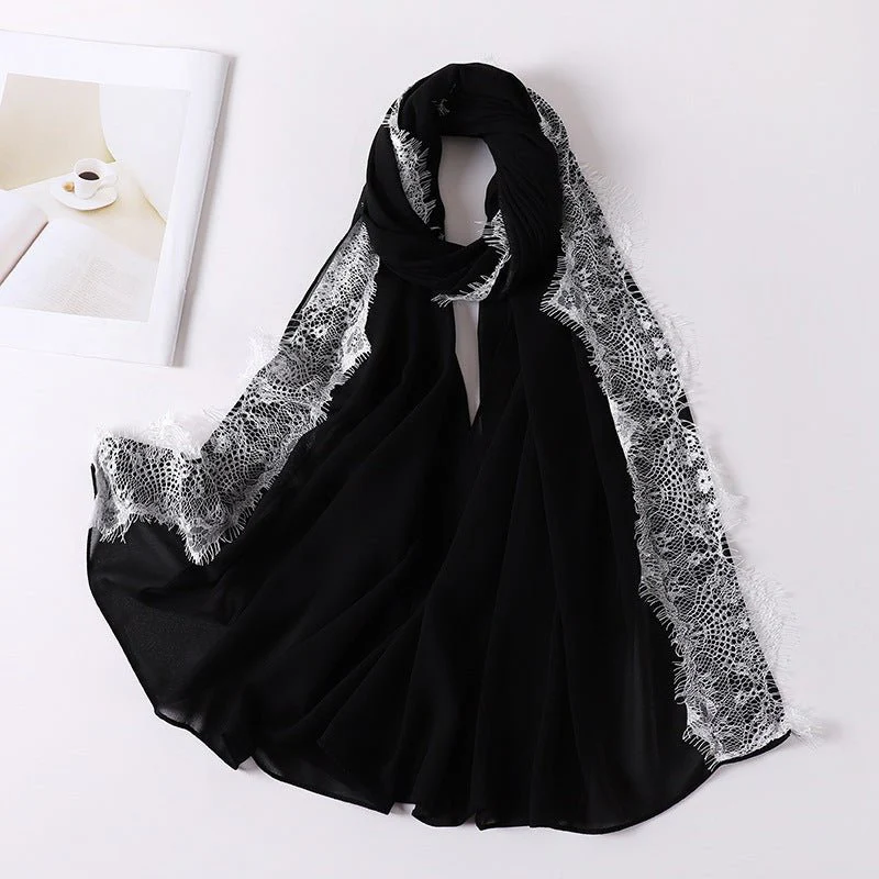 Pearl Chiffon Hijab with Lace Trim (MH218) - Image 10