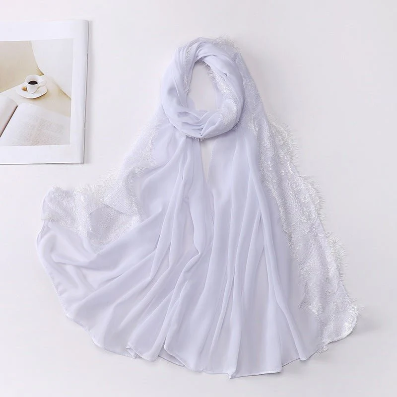 Pearl Chiffon Hijab with Lace Trim (MH218) - Image 11