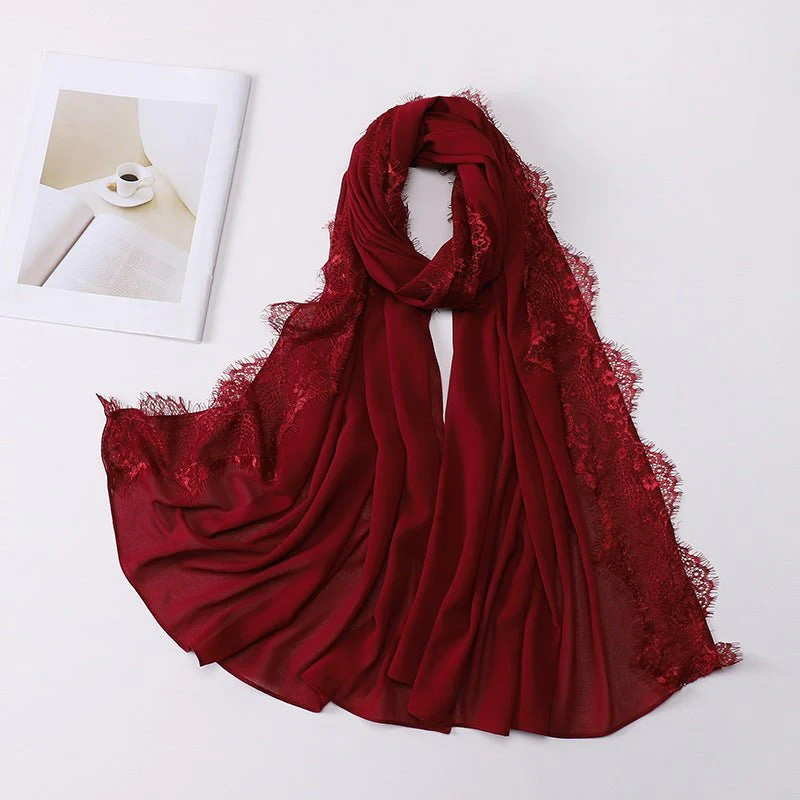 Pearl Chiffon Hijab with Lace Trim (MH218) - Image 13