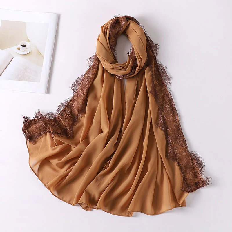 Pearl Chiffon Hijab with Lace Trim (MH218) - Image 14