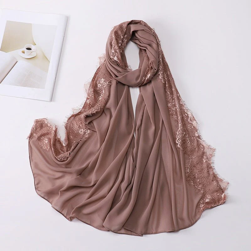 Pearl Chiffon Hijab with Lace Trim (MH218) - Image 15