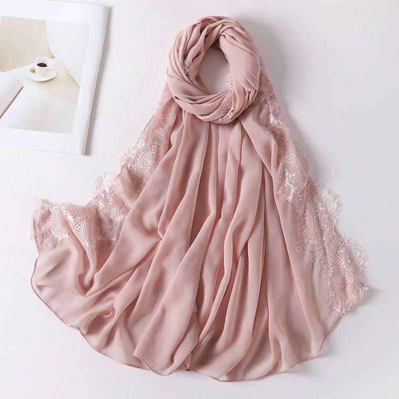 Pearl Chiffon Hijab with Lace Trim (MH218) - Image 16