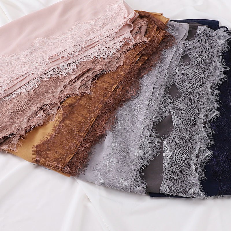 Pearl Chiffon Hijab with Lace Trim (MH218) - Image 3