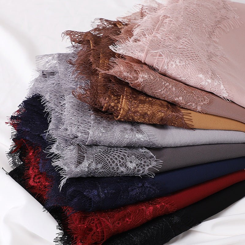 Pearl Chiffon Hijab with Lace Trim (MH218) - Image 4