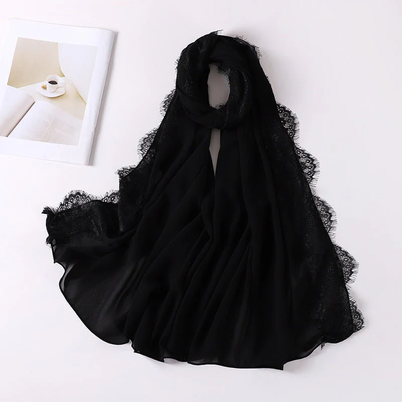 Pearl Chiffon Hijab with Lace Trim (MH218) - Image 5
