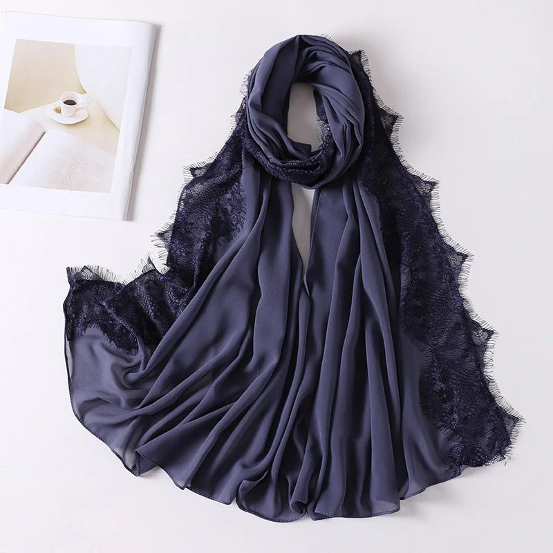 Pearl Chiffon Hijab with Lace Trim (MH218) - Image 6