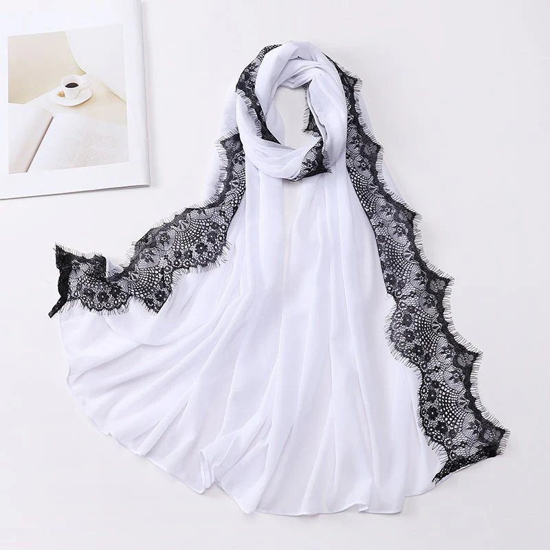 Pearl Chiffon Hijab with Lace Trim (MH218) - Image 7