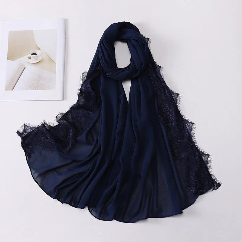 Pearl Chiffon Hijab with Lace Trim (MH218) - Image 9