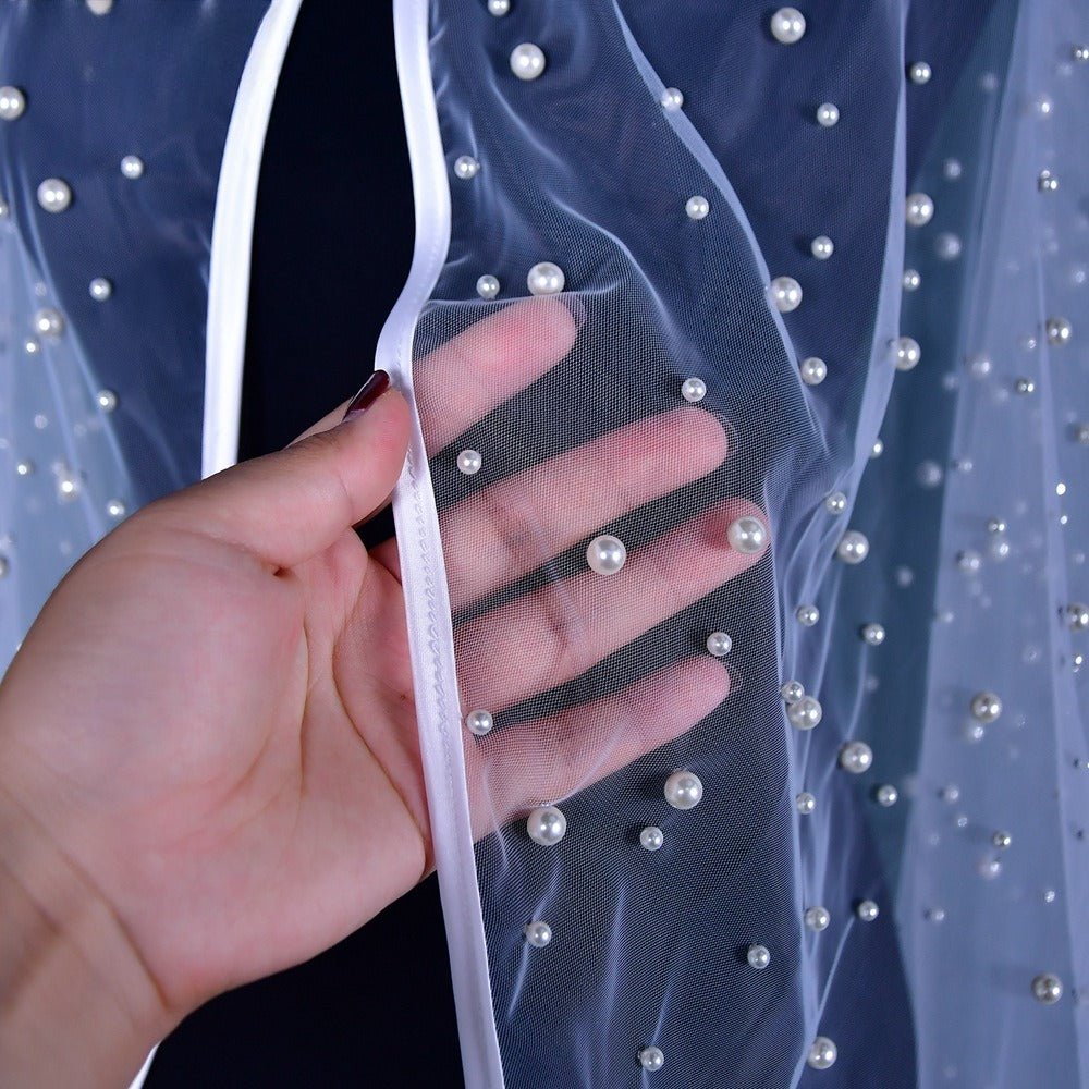 Pearl Embellished Bridal Cape(MAC374) - Image 10
