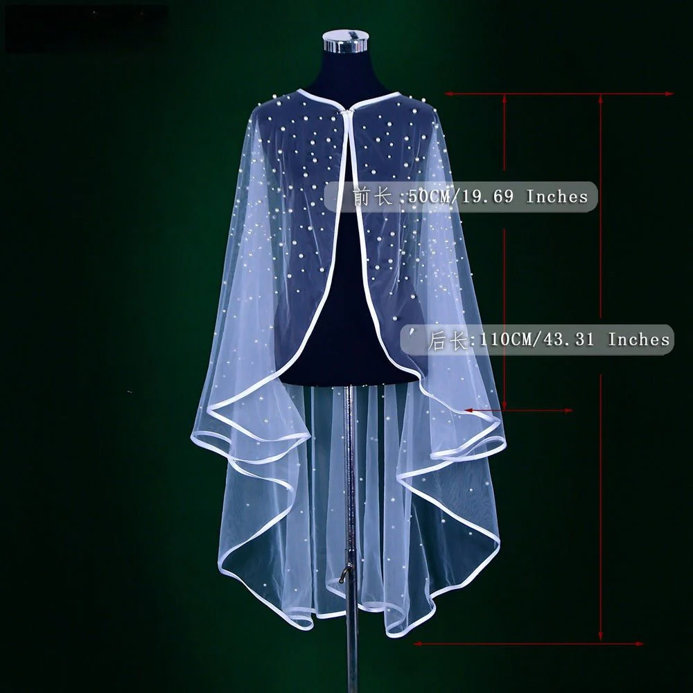 Pearl Embellished Bridal Cape(MAC374) - Image 5