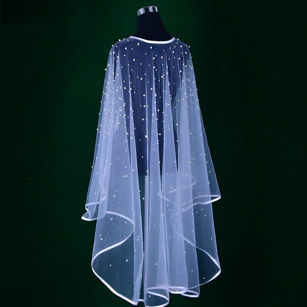 Pearl Embellished Bridal Cape(MAC374) - Image 7