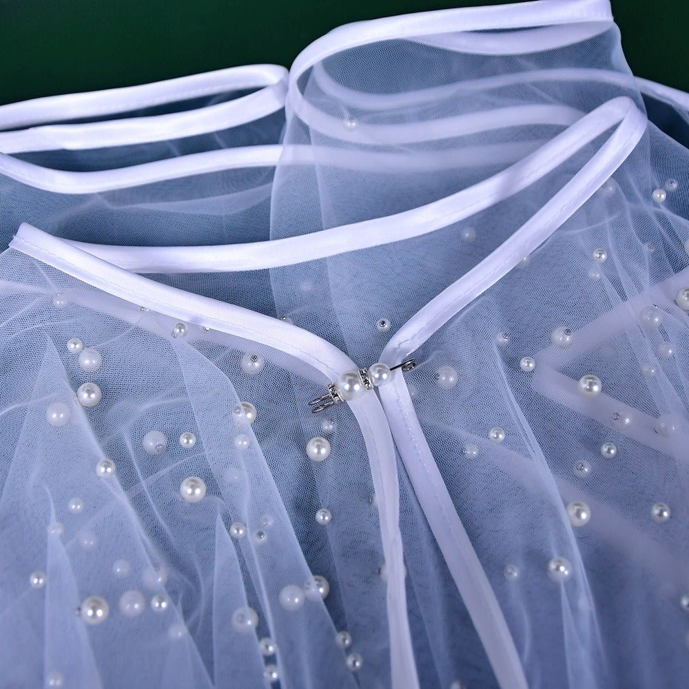 Pearl Embellished Bridal Cape(MAC374) - Image 8