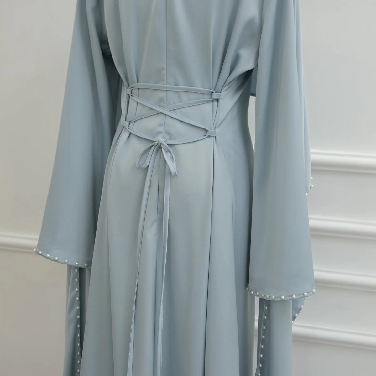 Pearl Embellished Kaftan Abaya | Luxury Cape Sleeve Maxi Dress(MA382) - Image 15