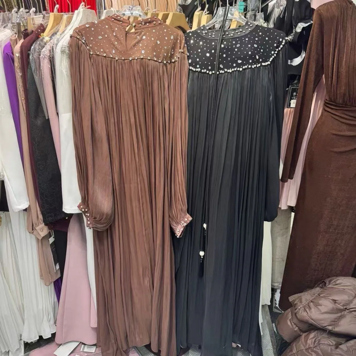 Pearl Embellished Yoke Maxi Dress(MS385) - Image 6