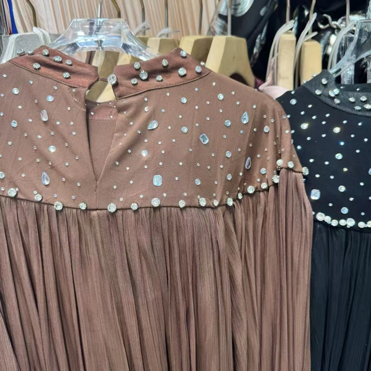 Pearl Embellished Yoke Maxi Dress(MS385) - Image 9