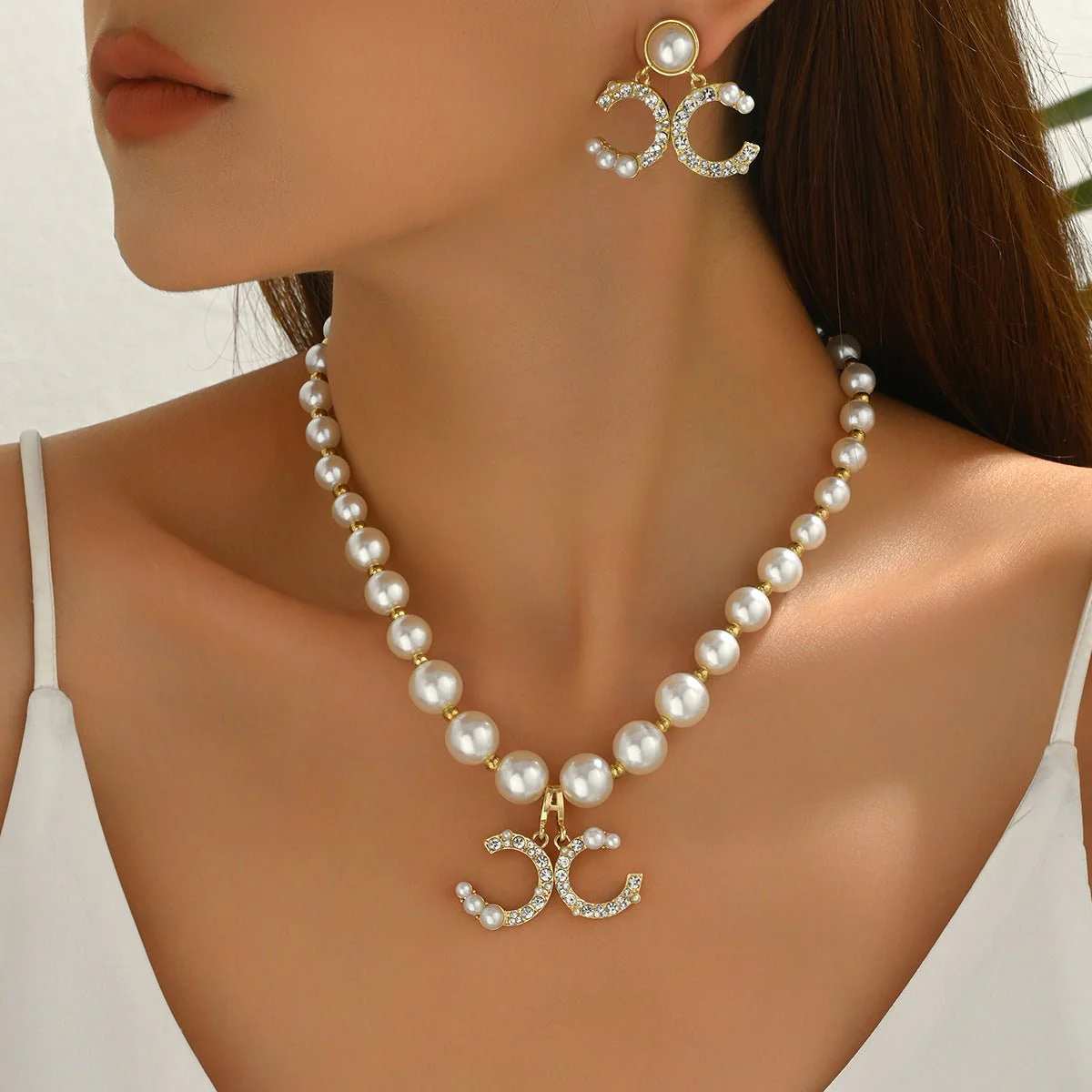Pearl Necklace & Earring Set Elegant Jewelry Collection (MAC418) - Image 2