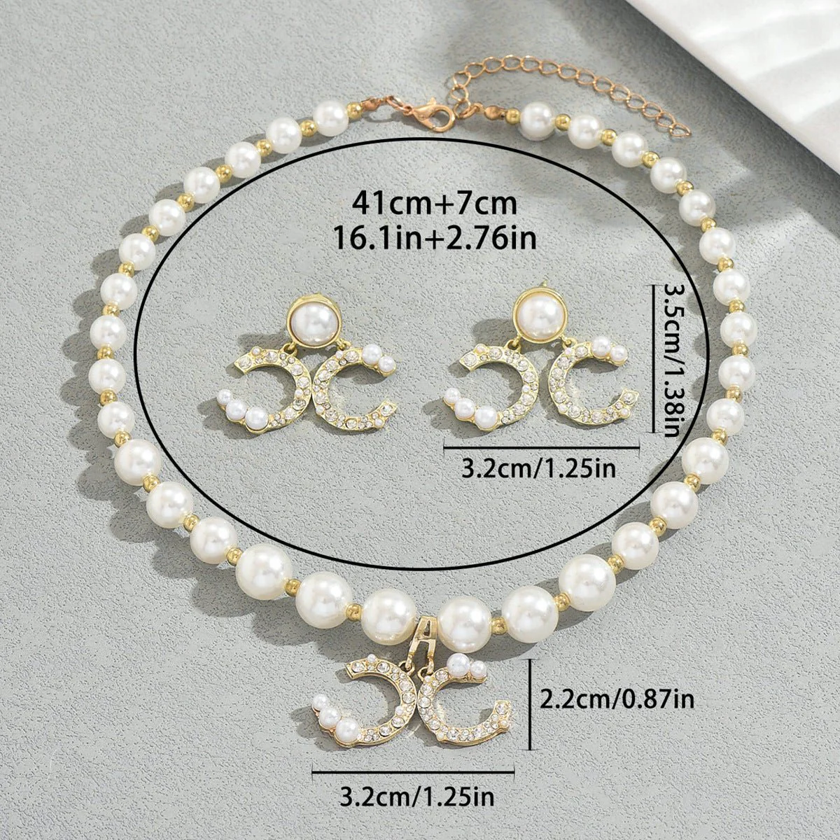 Pearl Necklace & Earring Set Elegant Jewelry Collection (MAC418) - Image 4