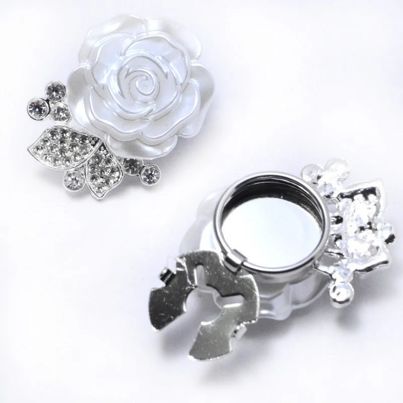 Pearl Rose Button Covers | Rhinestone Leaf Decorative Clips(MAC360) - Image 3