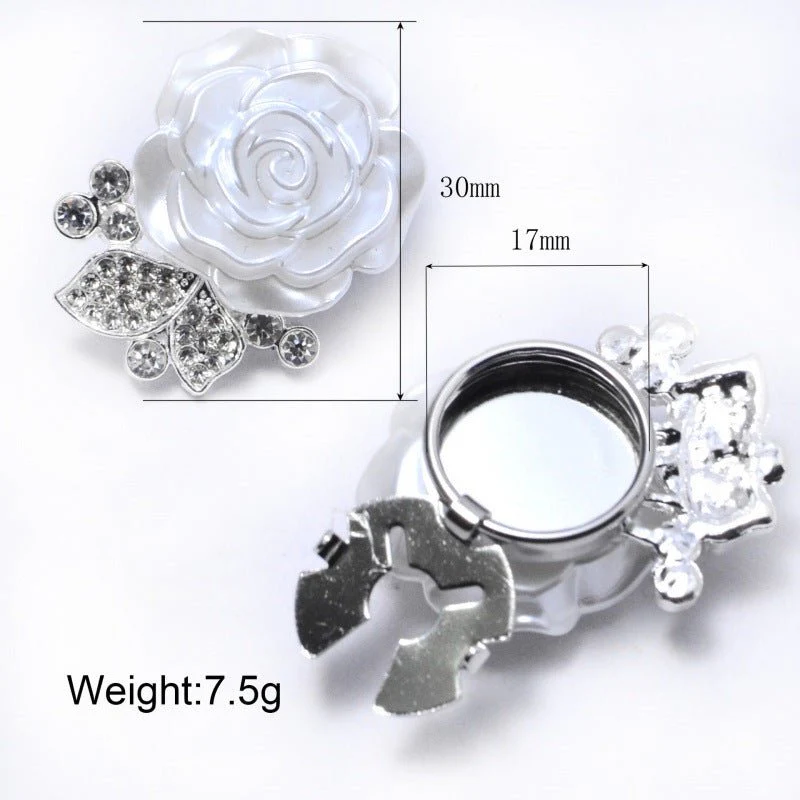 Pearl Rose Button Covers | Rhinestone Leaf Decorative Clips(MAC360) - Image 4