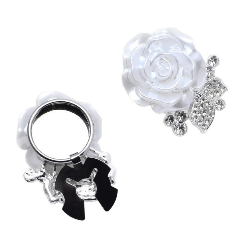 Pearl Rose Button Covers | Rhinestone Leaf Decorative Clips(MAC360) - Image 5