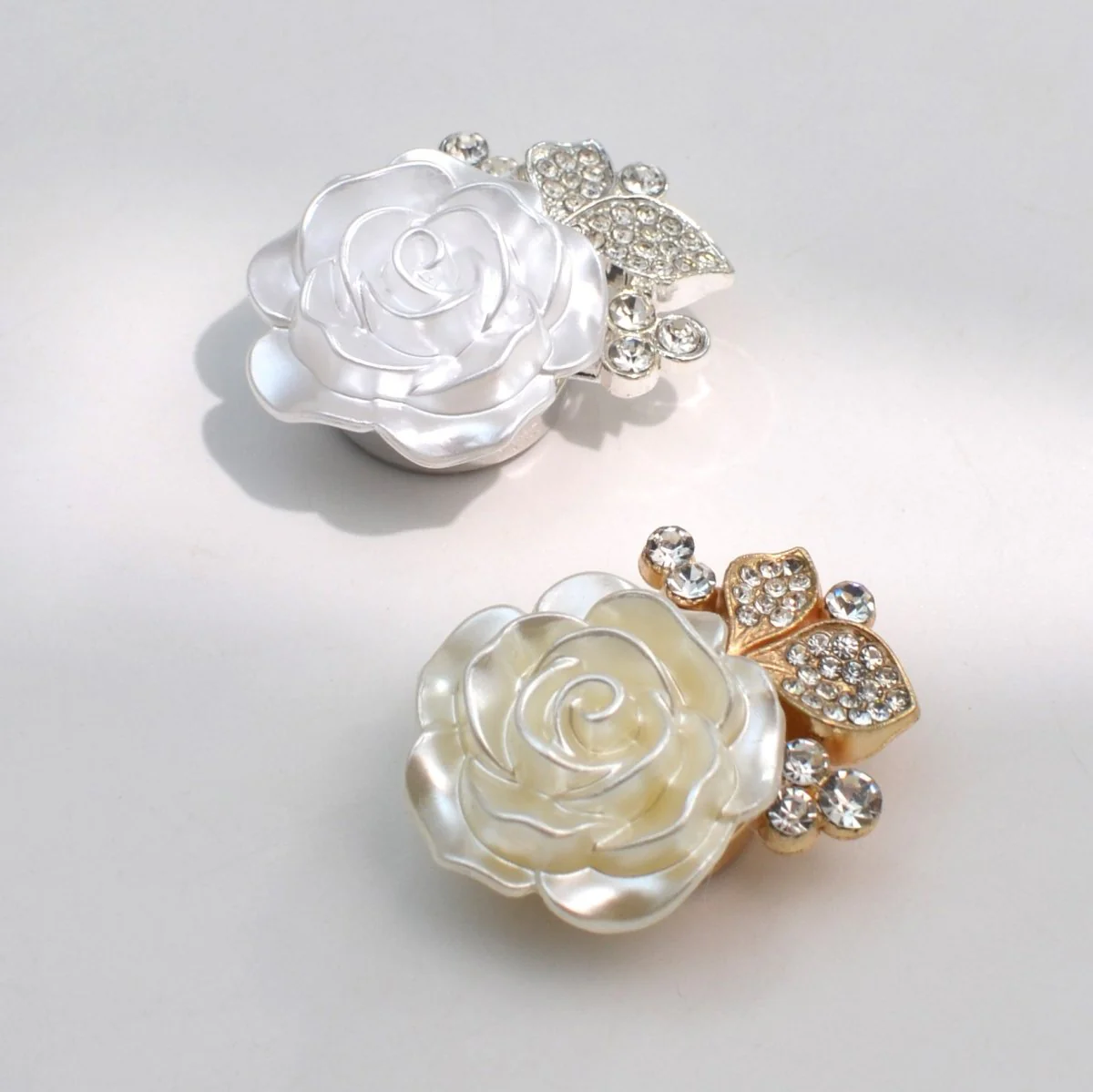 Pearl Rose Button Covers | Rhinestone Leaf Decorative Clips(MAC360) - Image 7