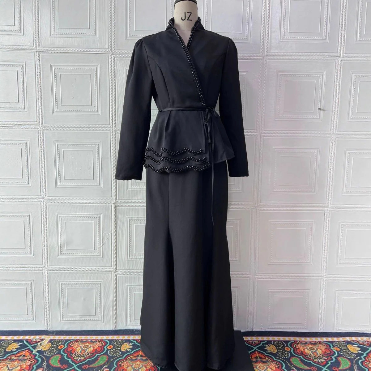 Pearl-Trimmed Blazer & Skirt Set(MS249) - Image 6