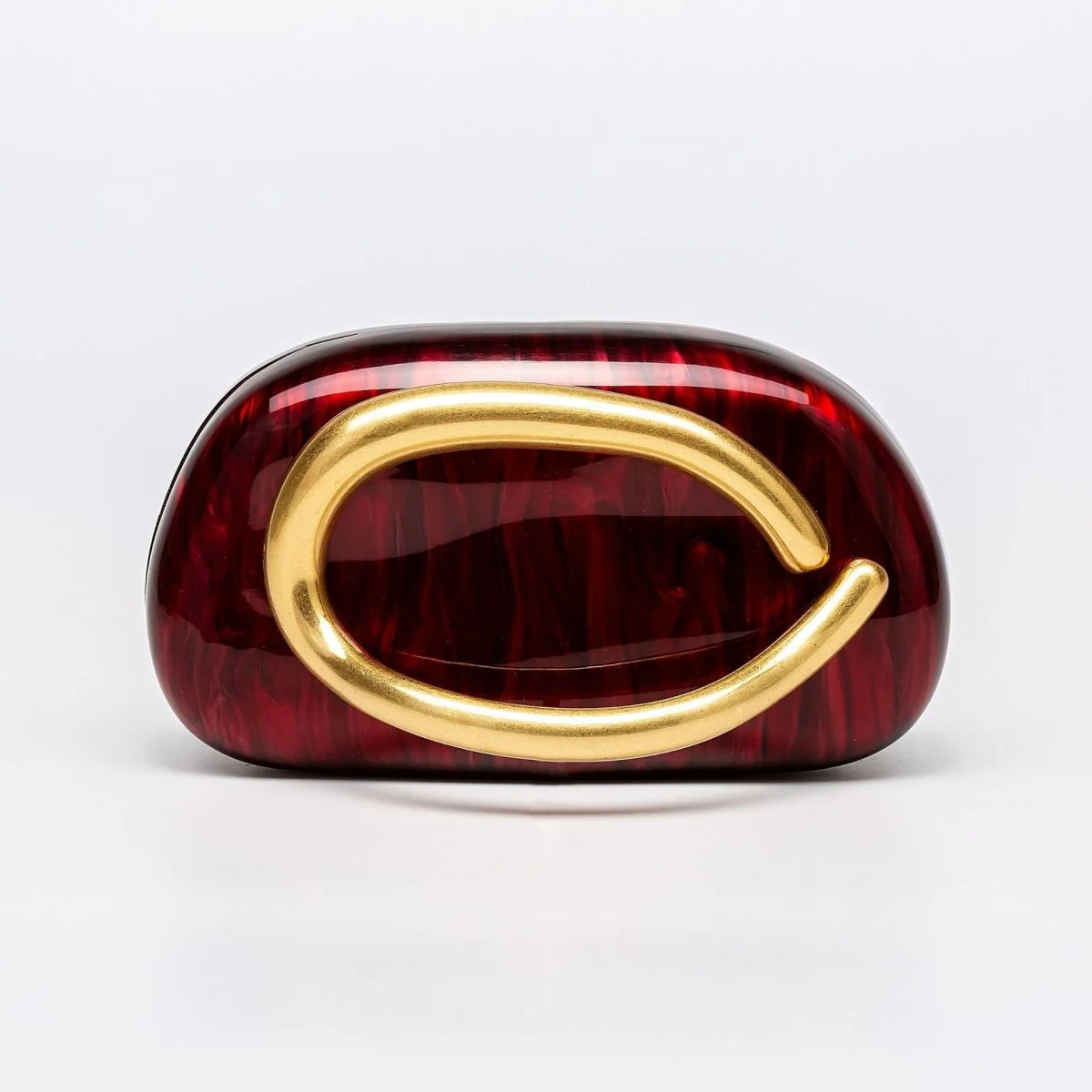 Pearlized Acrylic Gold-Tone Ring Handle Evening Bag - Wedding Banquet Shoulder Messenger Purse (MAC250) - Image 13