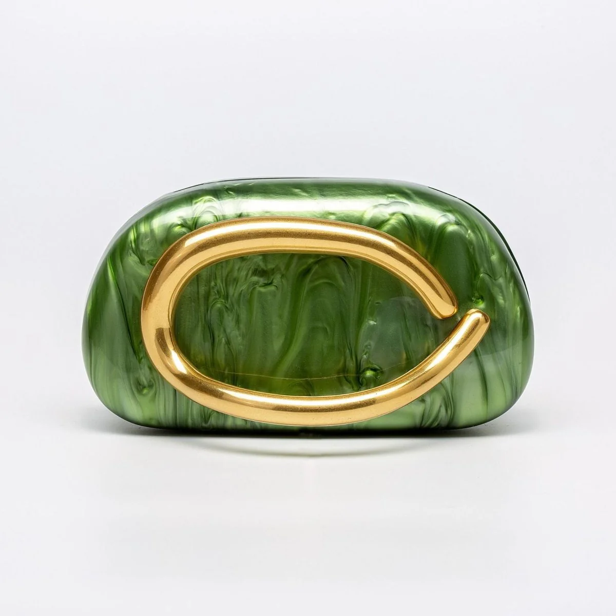 Pearlized Acrylic Gold-Tone Ring Handle Evening Bag - Wedding Banquet Shoulder Messenger Purse (MAC250) - Image 15