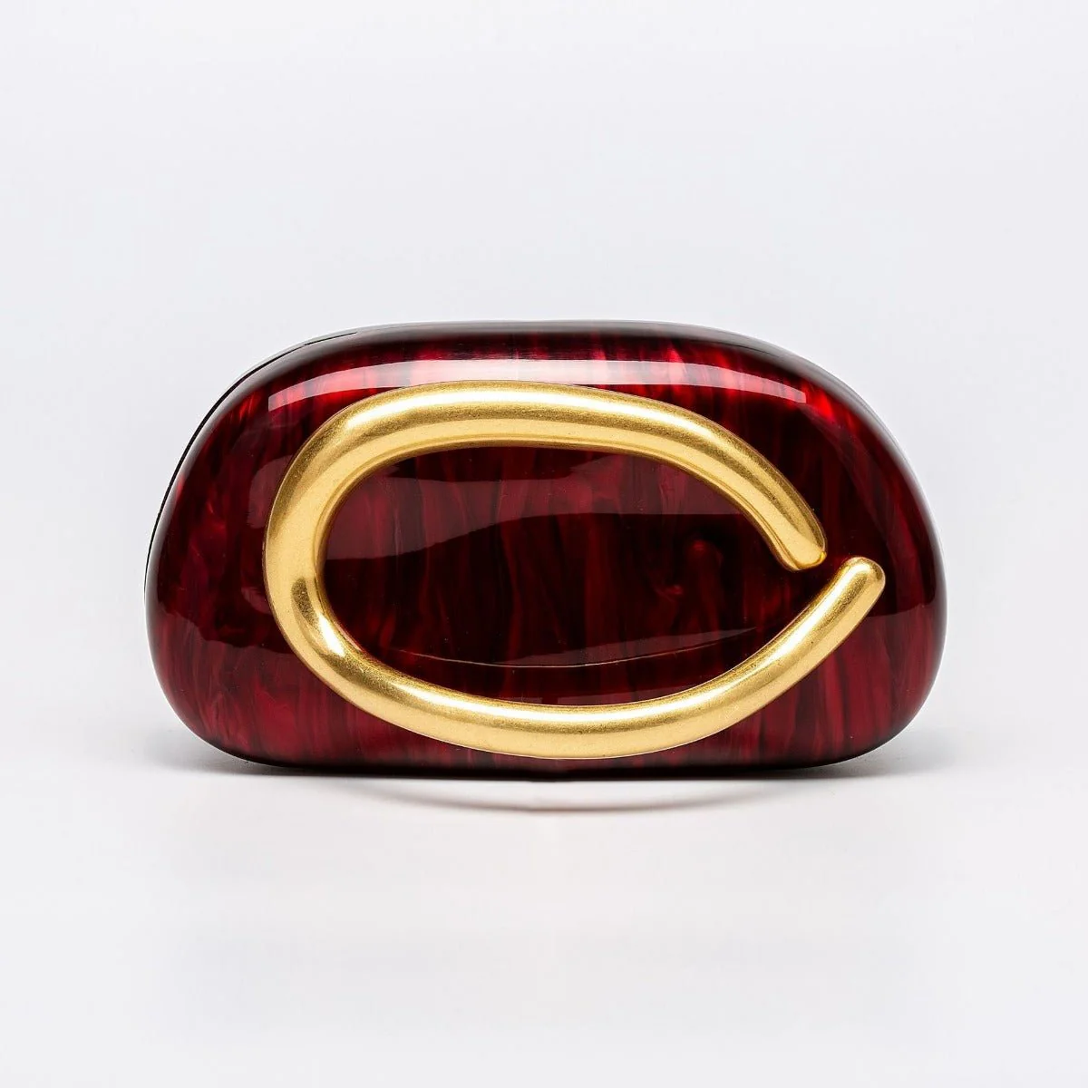 Pearlized Acrylic Gold-Tone Ring Handle Evening Bag - Wedding Banquet Shoulder Messenger Purse (MAC250) - Image 6