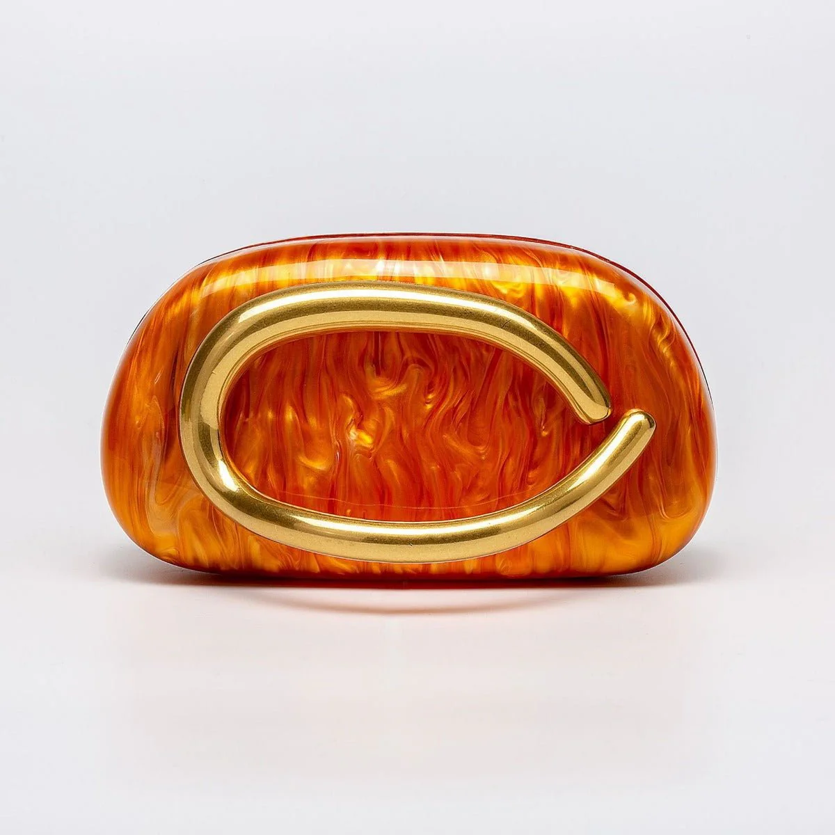 Pearlized Acrylic Gold-Tone Ring Handle Evening Bag - Wedding Banquet Shoulder Messenger Purse (MAC250) - Image 7