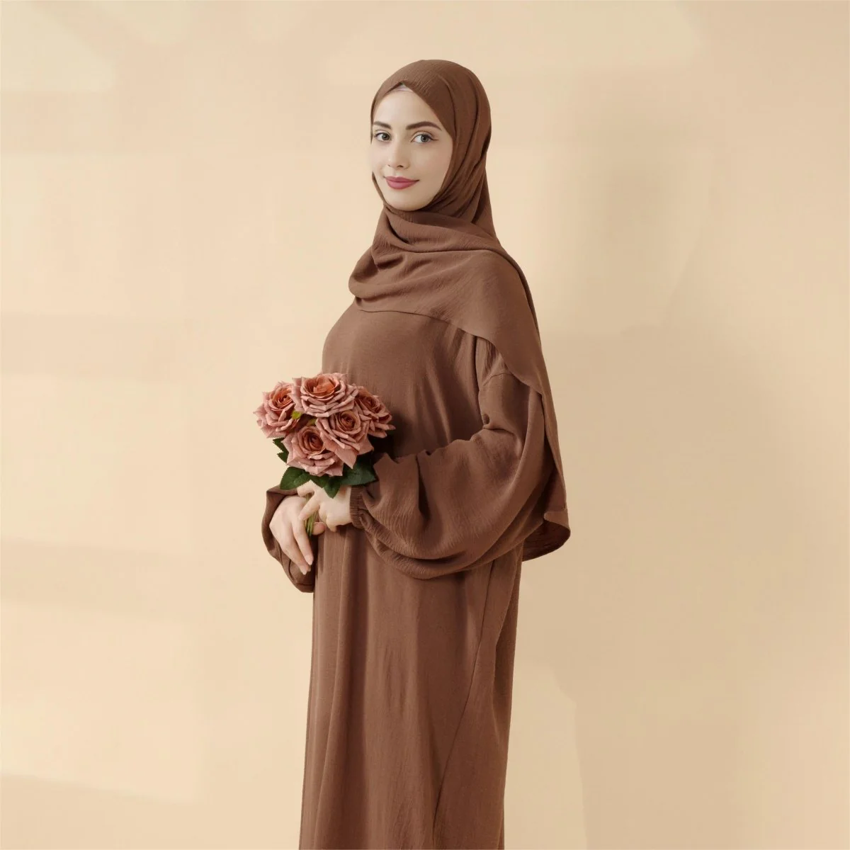 Cocoon-Cut Crepe Abaya Perfect For Umrah With One-Piece Hijab Attached (MA143) - Image 4