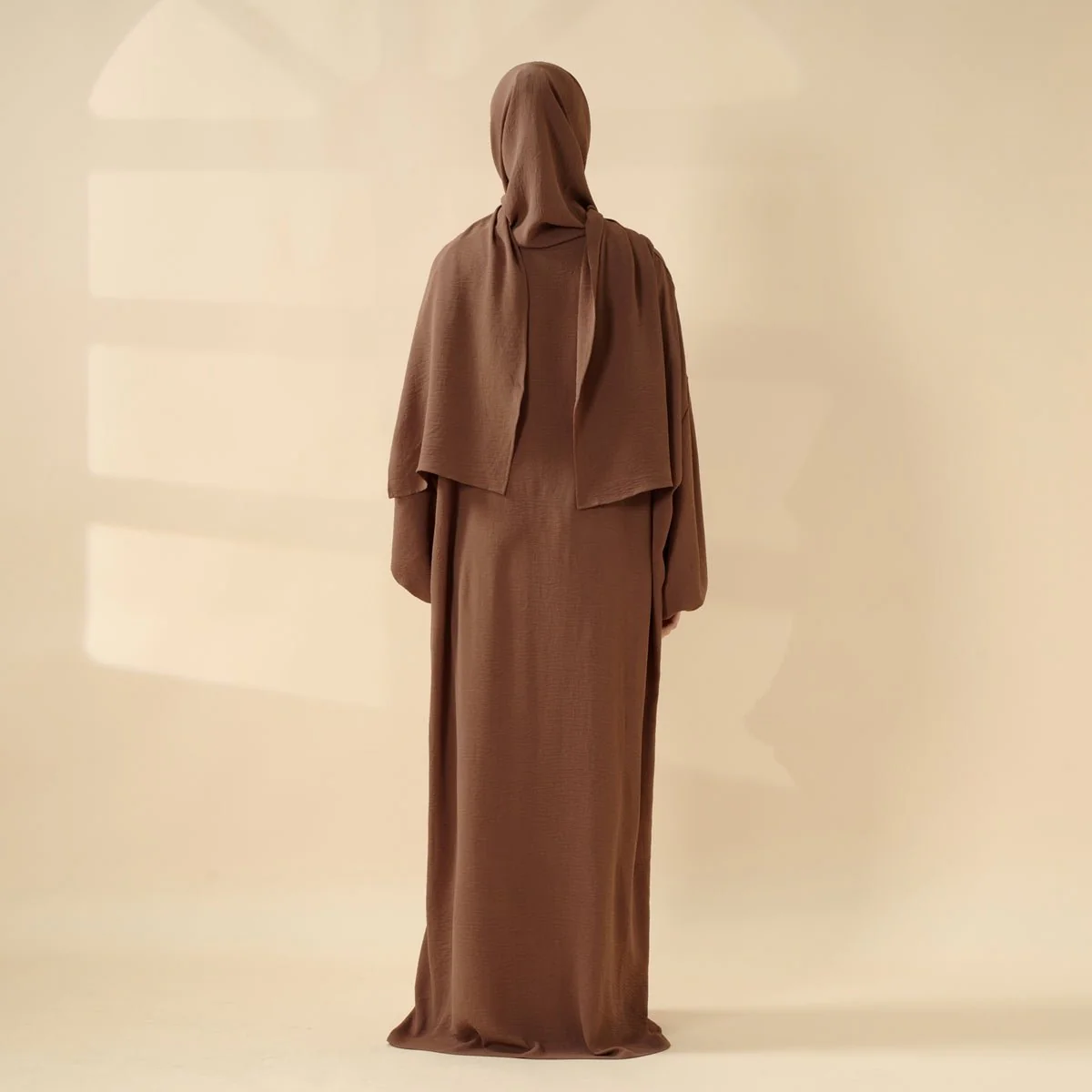 Cocoon-Cut Crepe Abaya Perfect For Umrah With One-Piece Hijab Attached (MA143) - Image 5
