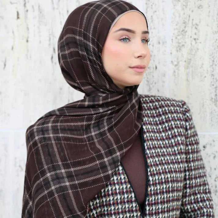 Plaid & Houndstooth Hijab Scarf (MH213) - Image 10