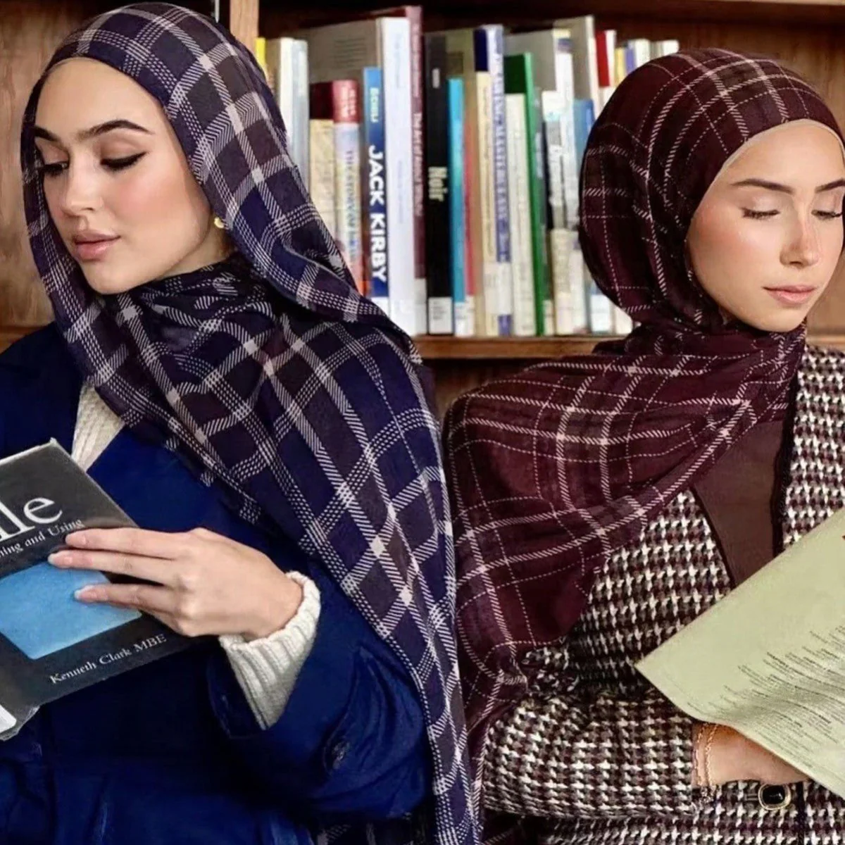 Plaid & Houndstooth Hijab Scarf (MH213) - Image 2