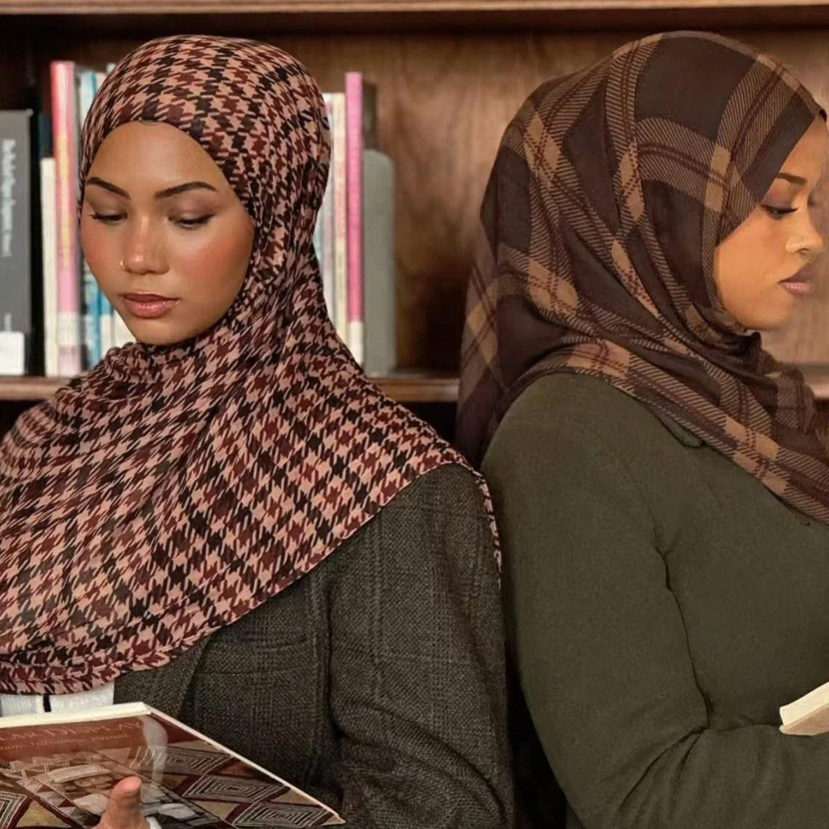 Plaid & Houndstooth Hijab Scarf (MH213) - Image 3