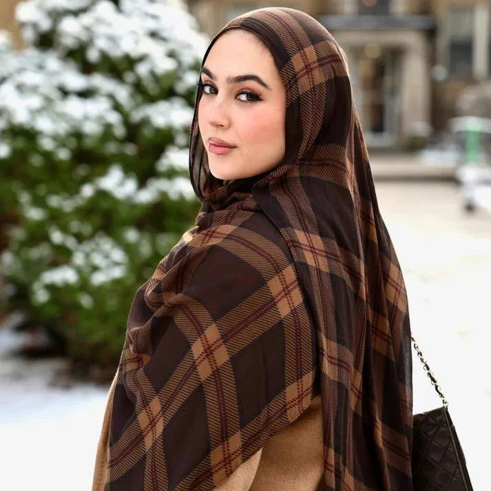 Plaid & Houndstooth Hijab Scarf (MH213) - Image 4