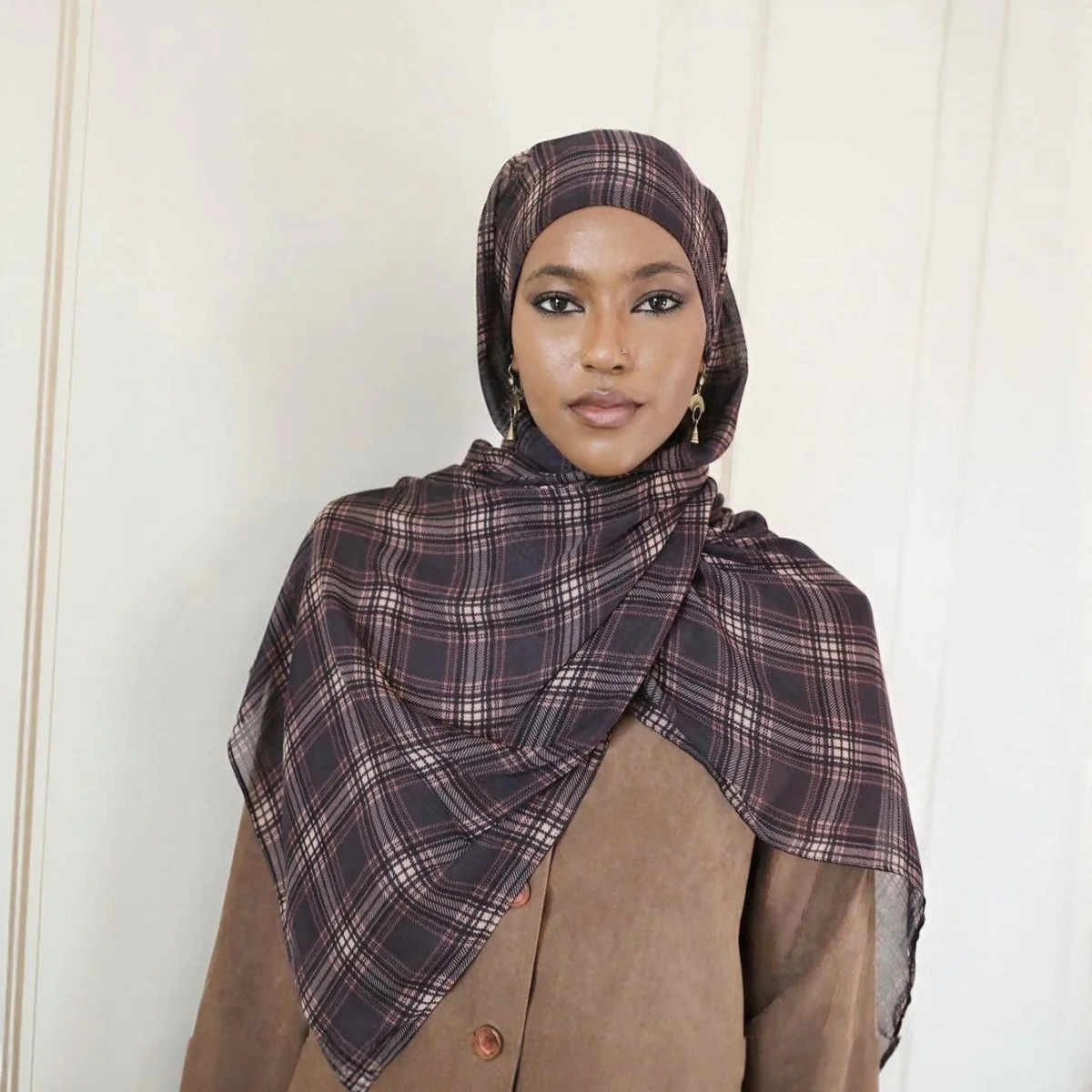 Plaid & Houndstooth Hijab Scarf (MH213) - Image 6