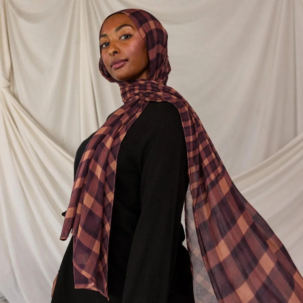 Plaid & Houndstooth Hijab Scarf (MH213) - Image 7