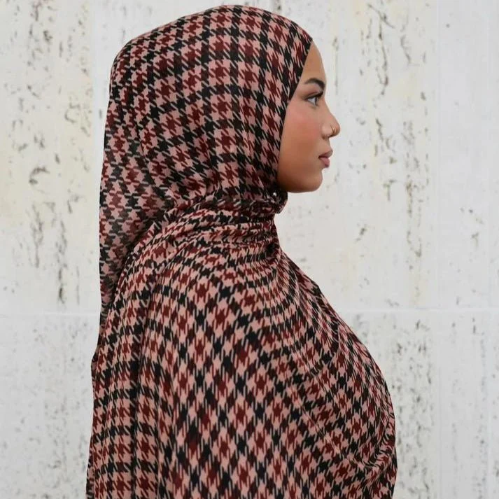 Plaid & Houndstooth Hijab Scarf (MH213) - Image 8