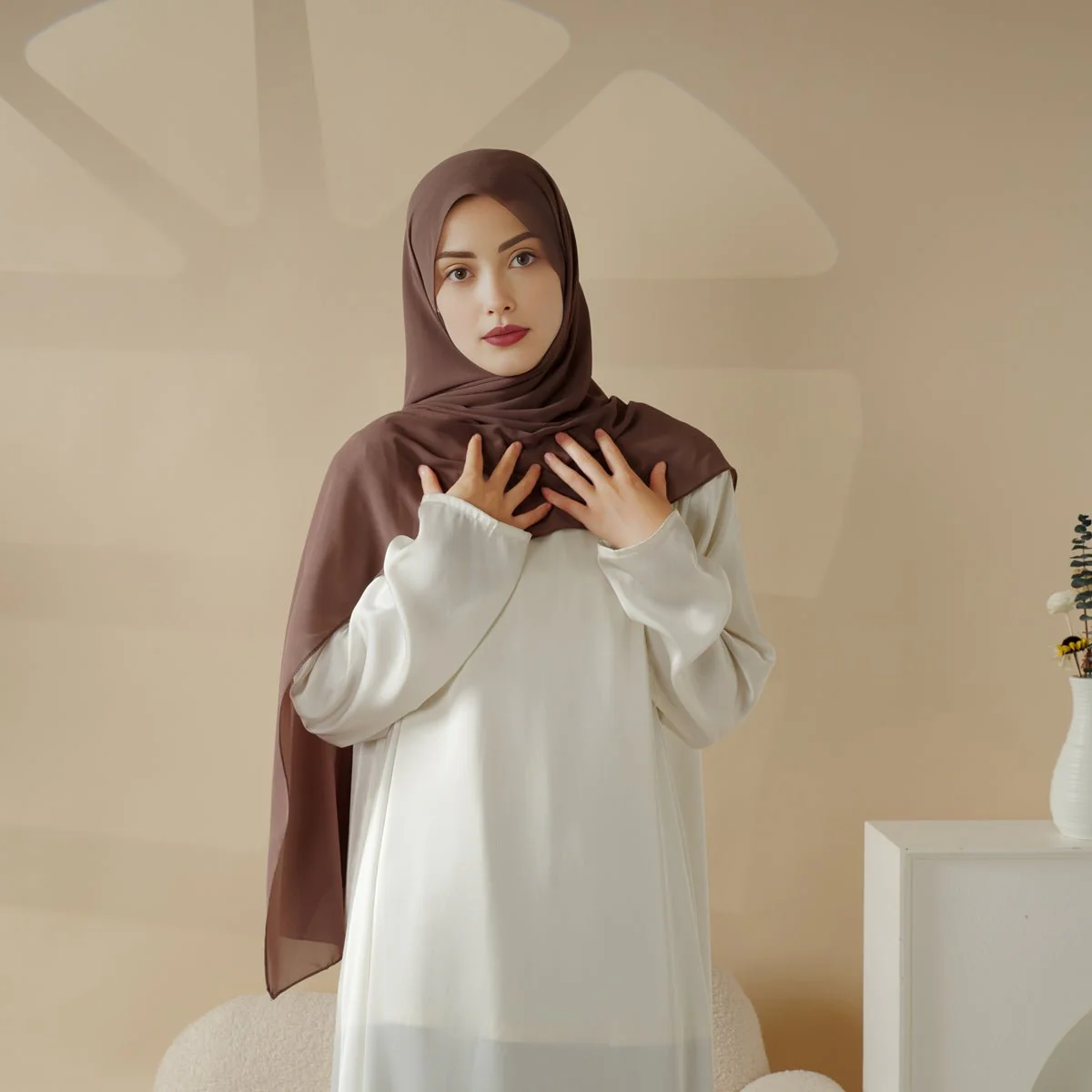 Plain Chiffon Shawl, Extra Fine Chiffon Hijab (MH067) - Image 10
