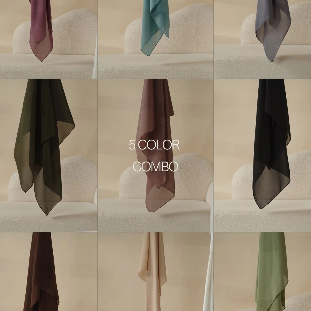 Plain Chiffon Shawl, Extra Fine Chiffon Hijab (MH067) - Image 11