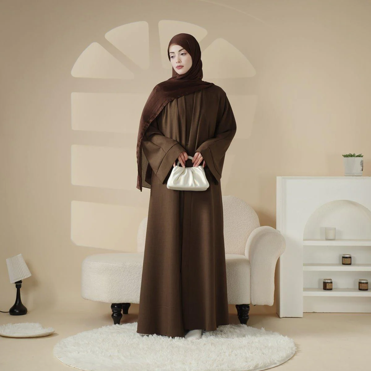 Plain Linen Abaya 3-Piece Set (MOA016) - Image 7